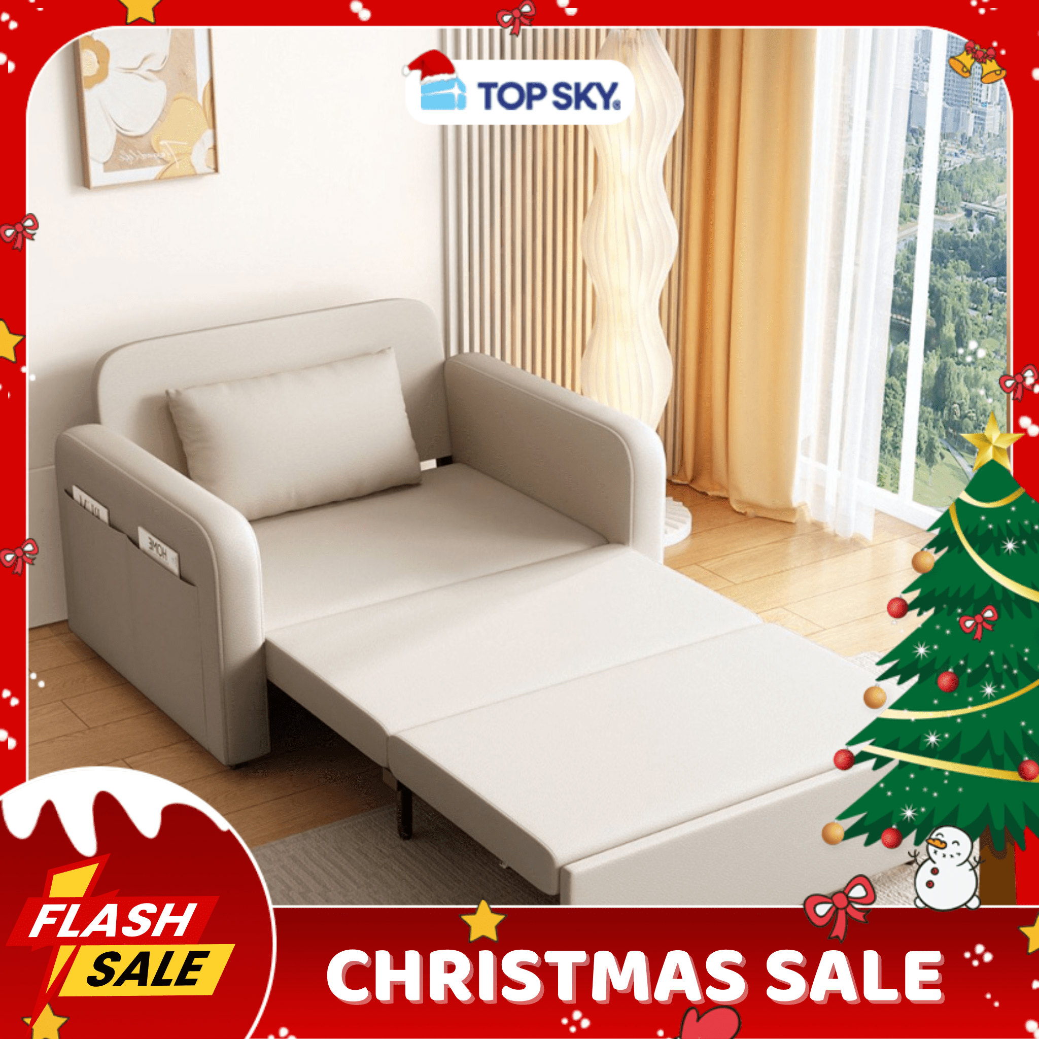 [TOP569] Giường Sofa Thông Minh Da Pu Cao Cấp, Nệm Bông Êm